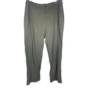 ExOfficio Nomad Pant Mens Large Nylon‎ Green Elastic Waist Hiking Cargo Pockets